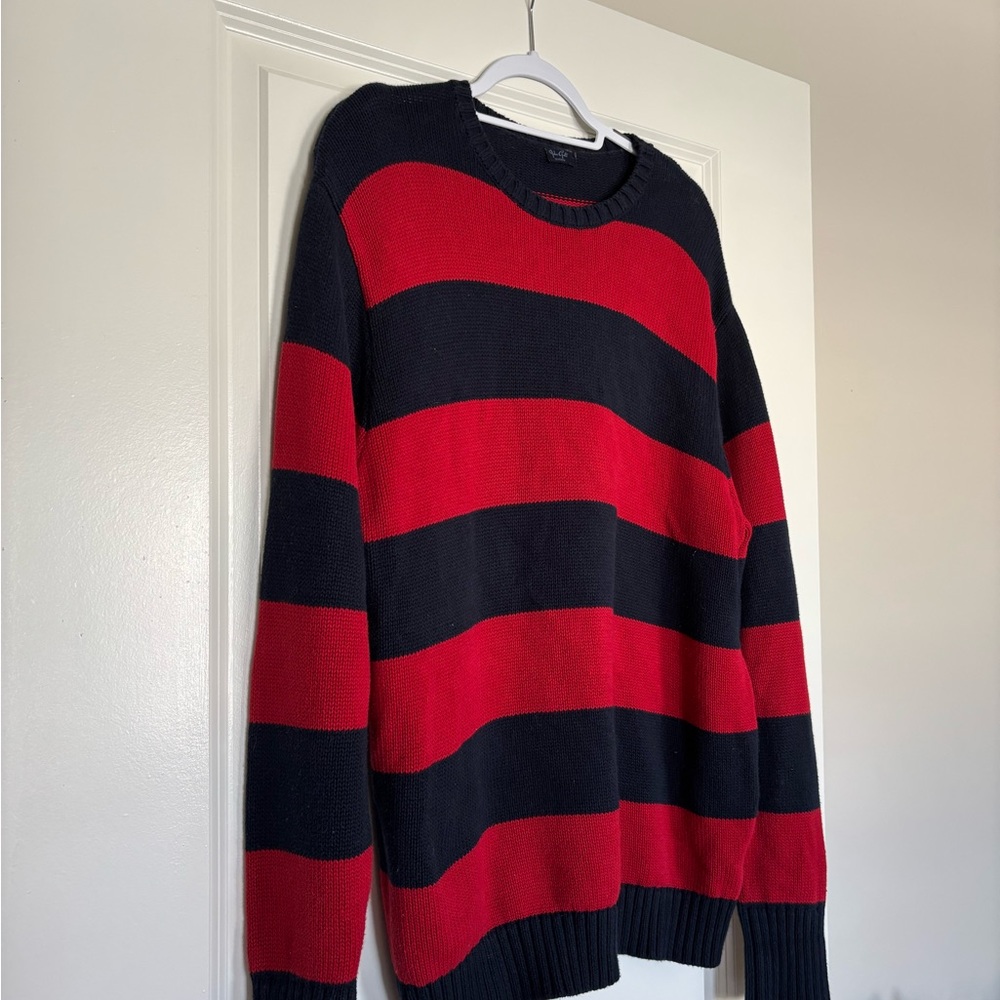 John Galt Brandy Melville Red and Navy Striped Oversized Sweater